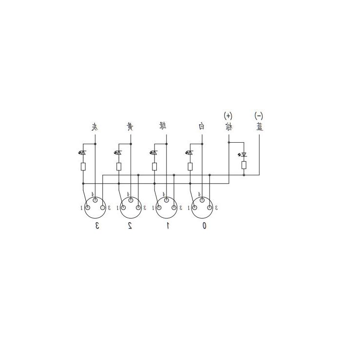 M8 junction box, single channel, NPN, 4-port all-in-one, LED, PUR flexible cable, black sheath, 23N401-XXX